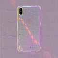 Silver laser finish silicone iPhone case showing glossy texture and protective design