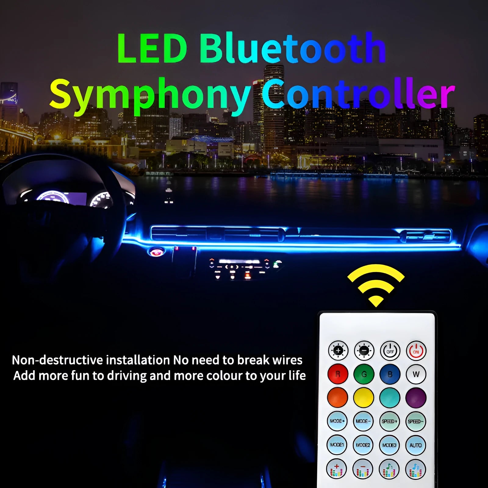 110cm car central control ambience light with aluminium alloy construction and remote control