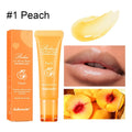 Women's lip gloss set showing four flavour options: Yellow Peach, Berry, Grapefruit, and Grape
