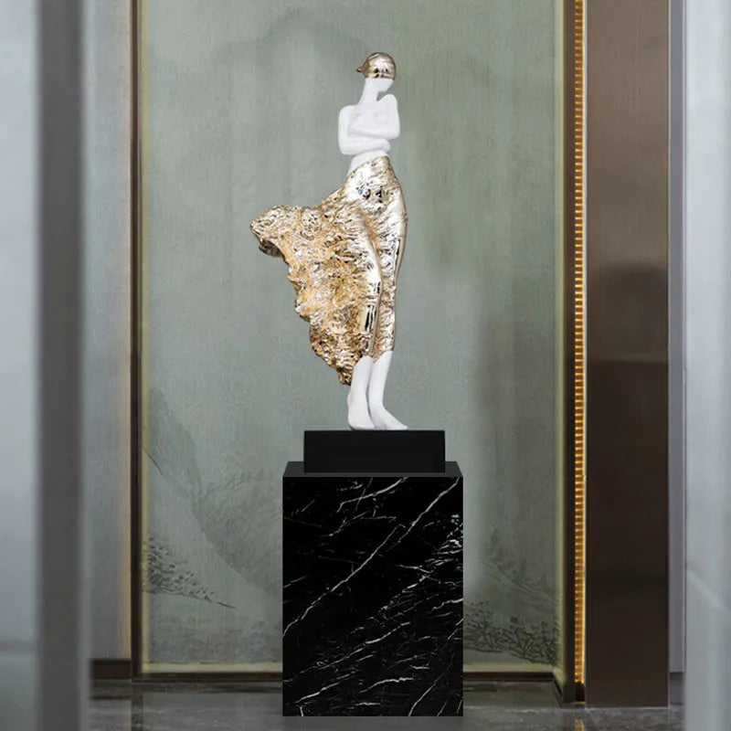 48cm tall modern beauty character sculptured ornament in rose gold or silver finish