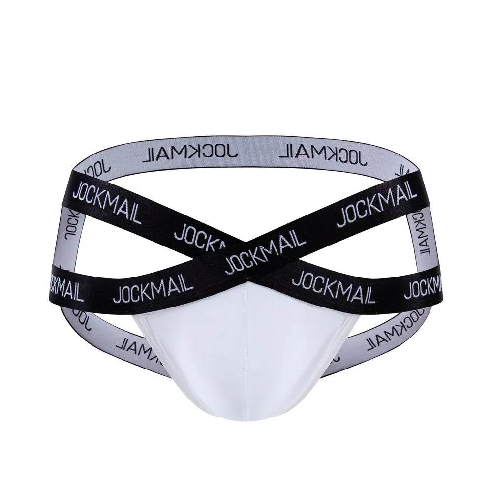 Men's transparent ice silk T-back bikini in solid colour, low waist quick-drying breathable underwear