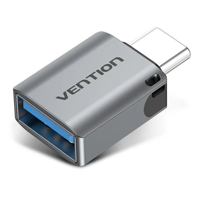 USB 3.0C male to A female OTG adapter aluminium alloy grey with lanyard