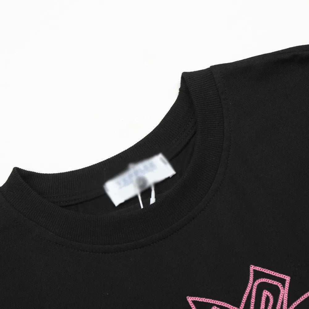 Men's short sleeve pure cotton top with strawberry embroidery, available in black or white, sizes M L XL