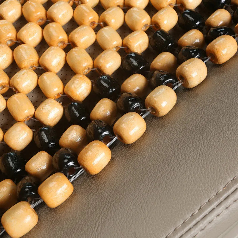Ventilated summer car seat cushion in beige with universal fit for five-seat vehicles