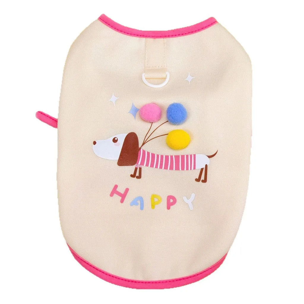 Pet Dachshund balloon sweatshirt fleece lined vest for small dogs in beige, polyester casual style
