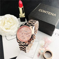 Women's fashion watch with mesh strap and quartz movement in silver rose gold colour