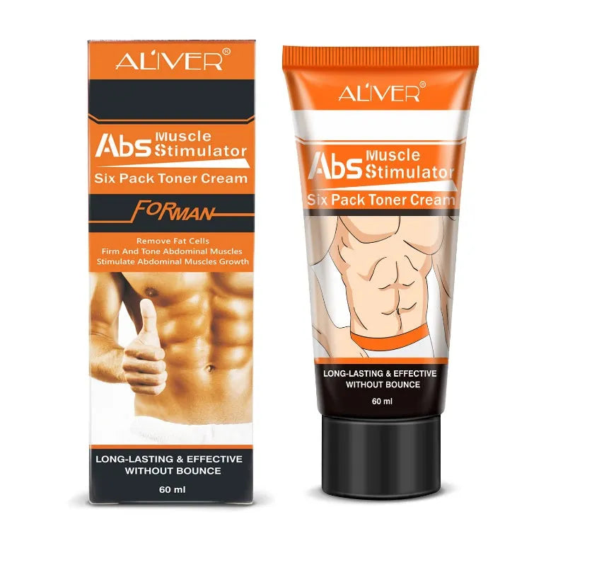60mL Abdominal Muscle Cream tube with black packaging, featuring caffeine and Sargassum extract for slimming and firming