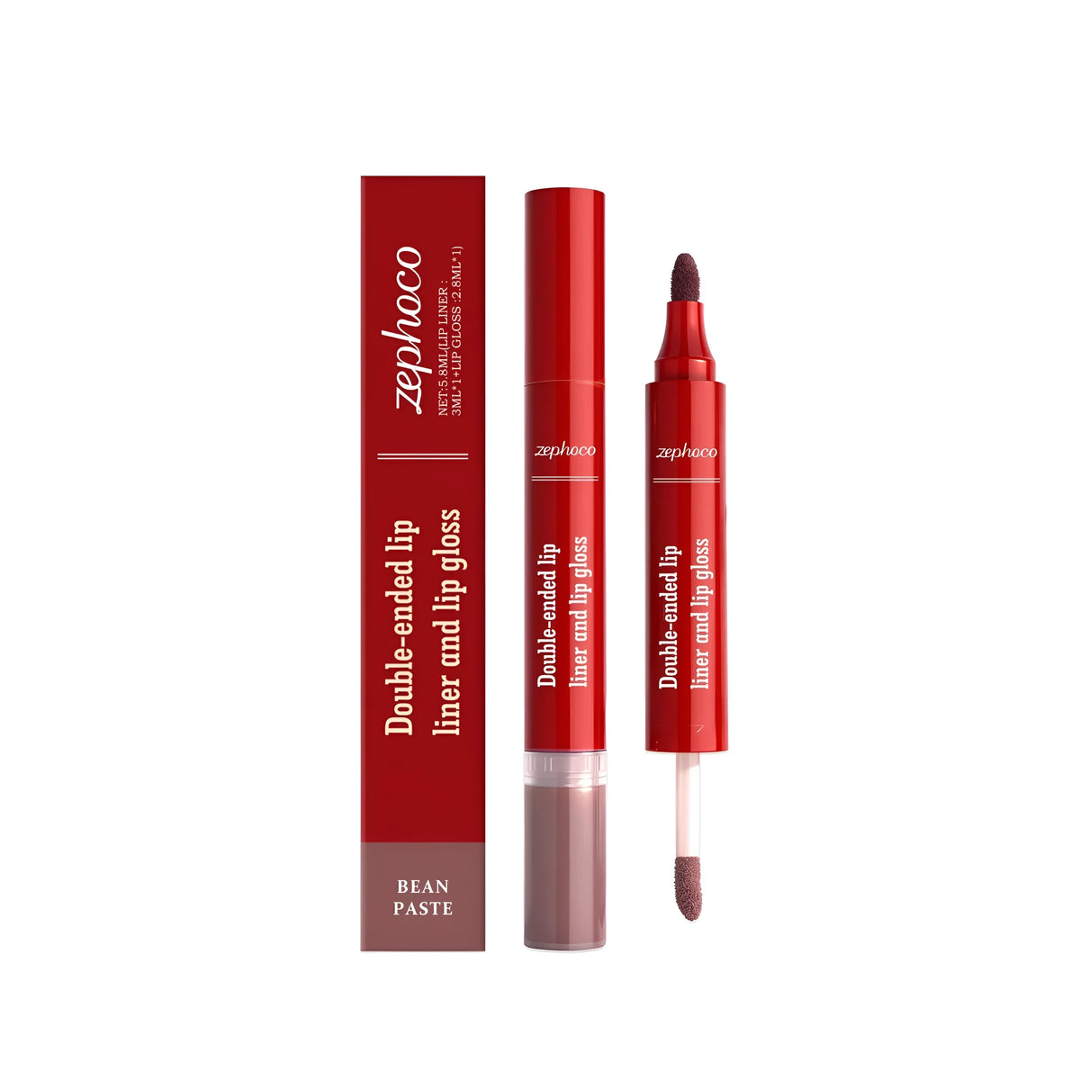 2-in-1 waterproof lip gloss in three shades with smooth glossy finish