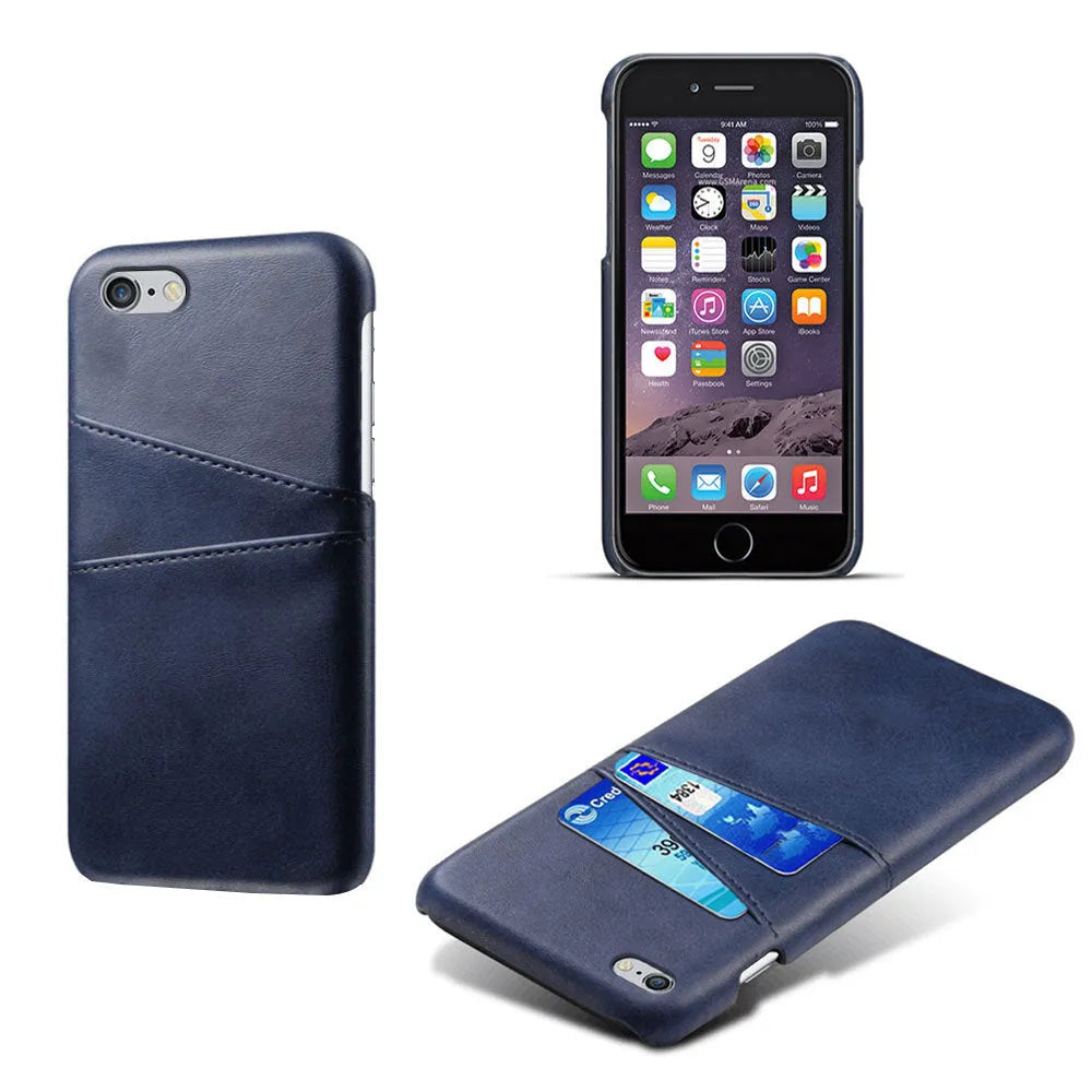 Non-Apple branded back cover phone case in black with crazy horse leather texture