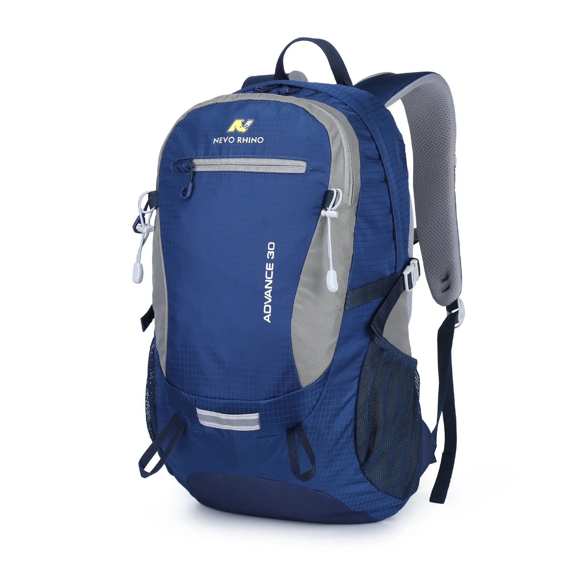 30 litre dark green nylon hiking backpack with airpillow straps shown from a side angle.