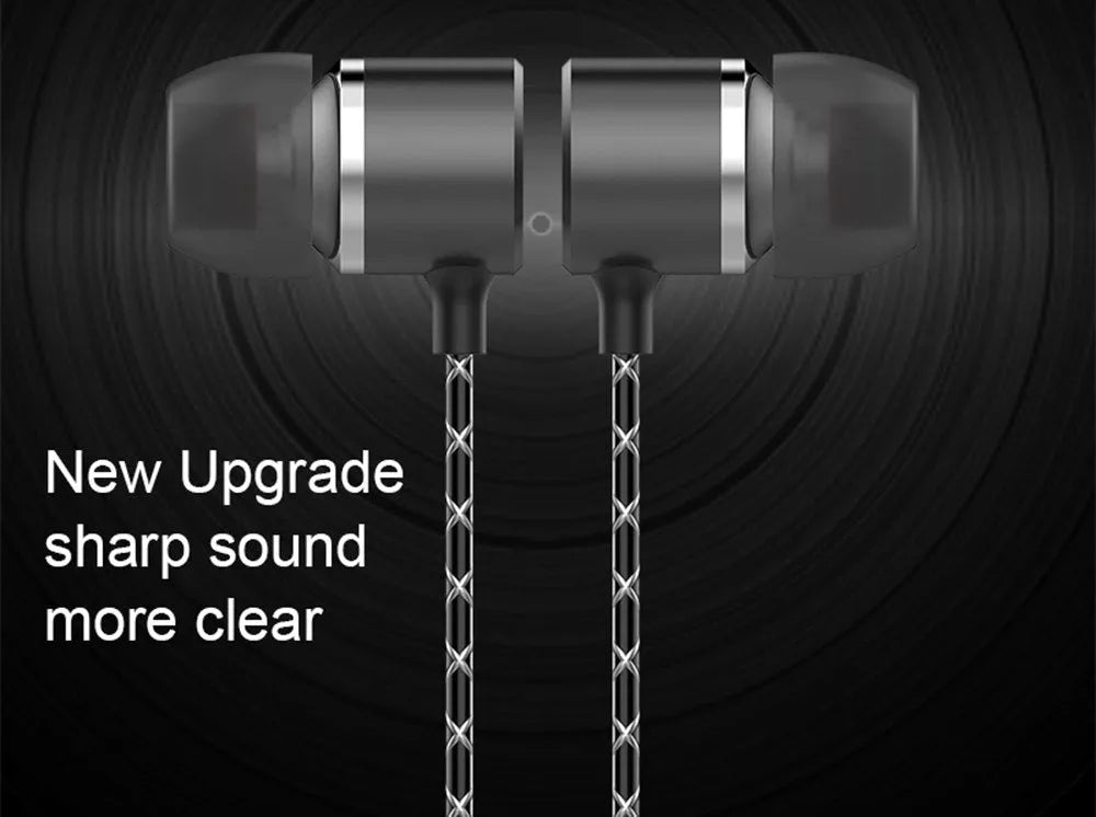 Fanbiya S1 metal in-ear earphones with ear hooks and in-line microphone control on a 1.2m cable.