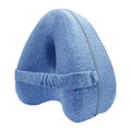 A dark blue jacquard love heart-shaped memory foam leg pillow for adults.
