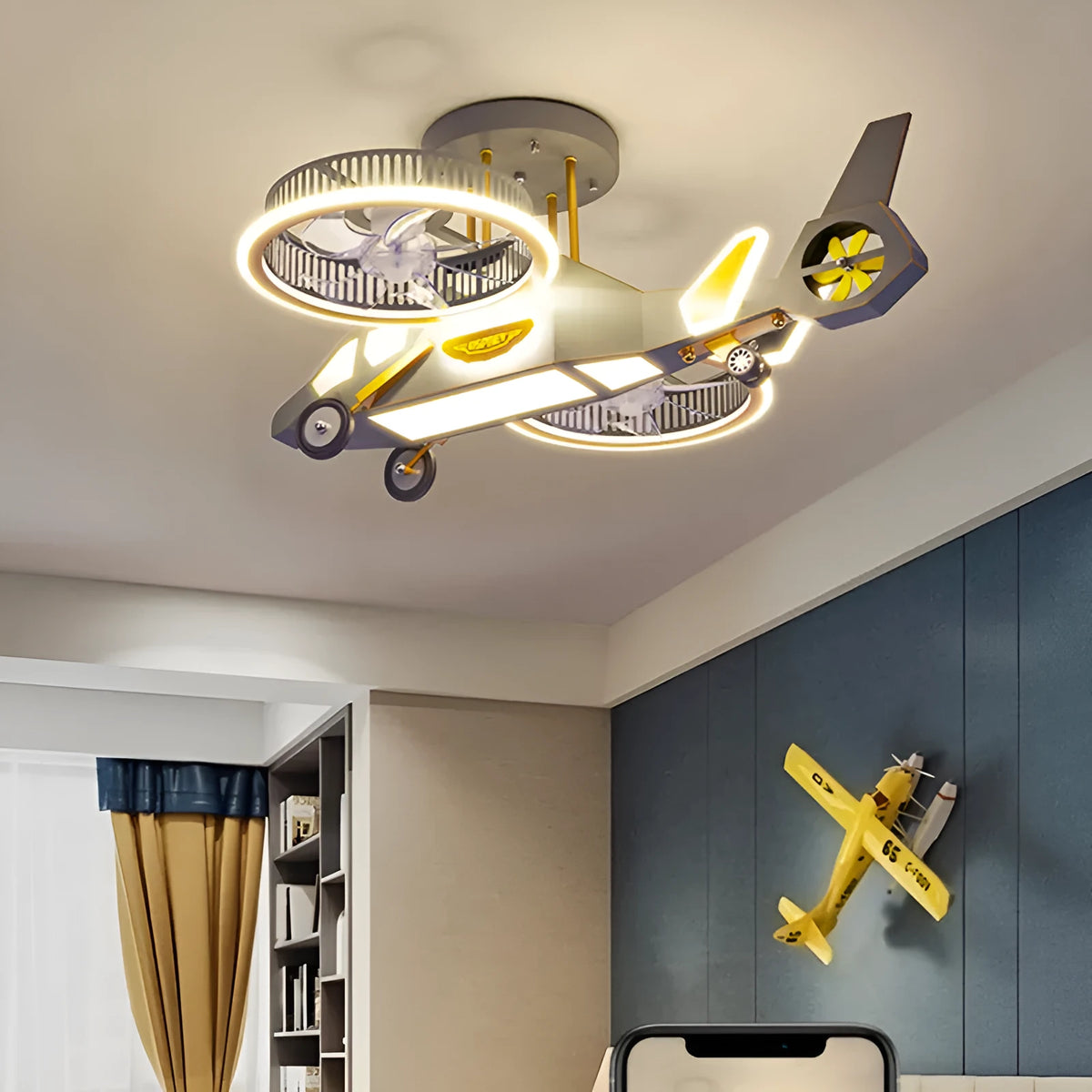 Avatar Scorpion Fighter boy's bedroom ceiling lamp, aluminium, 92x85x40cm, 61W-70W, dimmable
