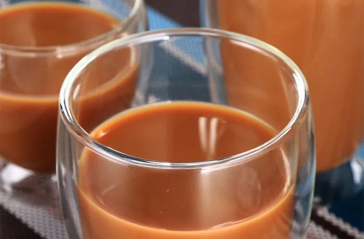 Double wall glass coffee cup in 80ml, 250ml, 350ml or 450ml with Chinese style and heat resistant glass