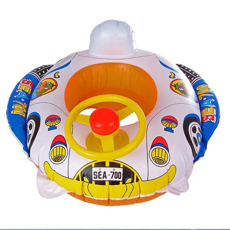 Baby toddler swimming pool float seat ring with cartoon designs made from 25mm thick environmentally friendly PVC