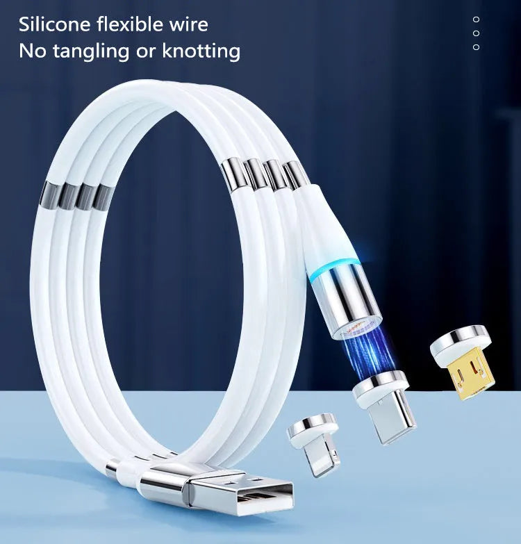 Black compatible 3A fast charging magnetic data cable for iPhone and Android phones