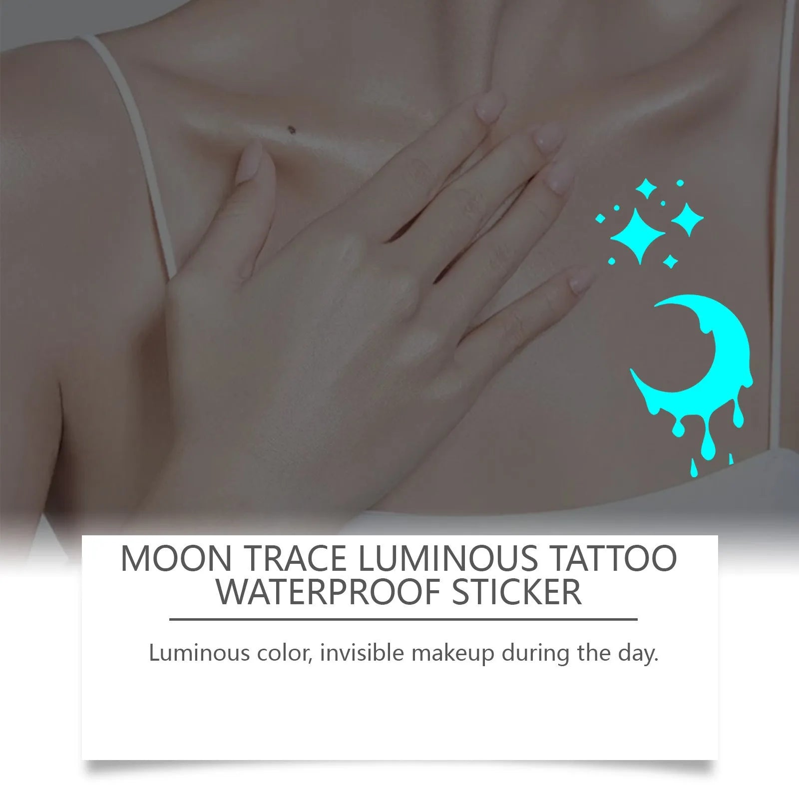 Pack of 2 luminous temporary tattoo stickers showing glowing body art designs