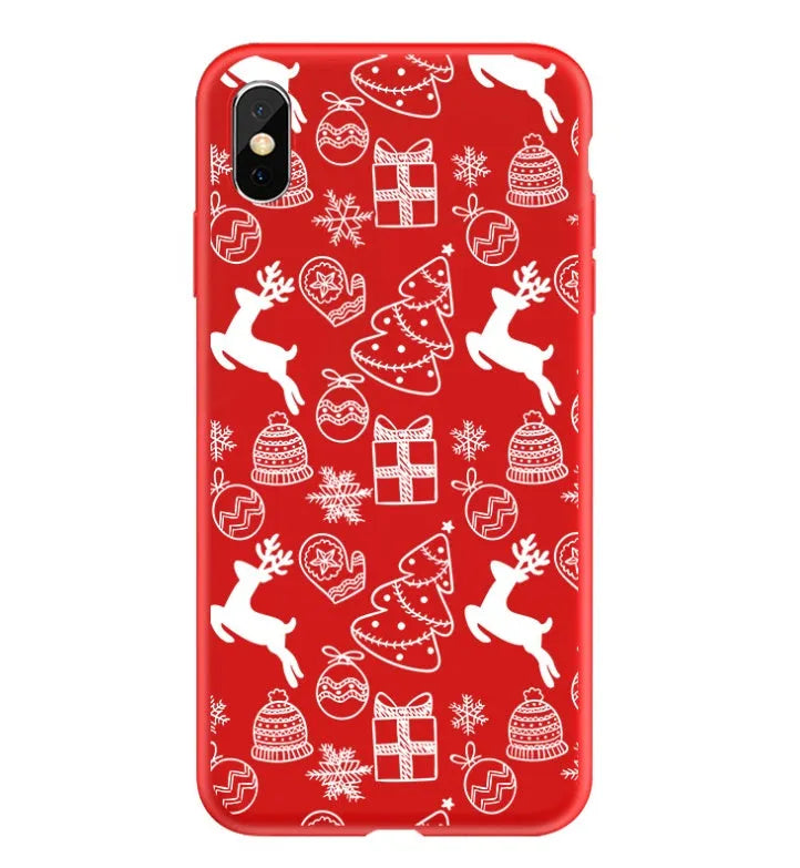 Christmas-themed painted back cover phone case for iPhone models 6 through XS Max showing festive holiday design
