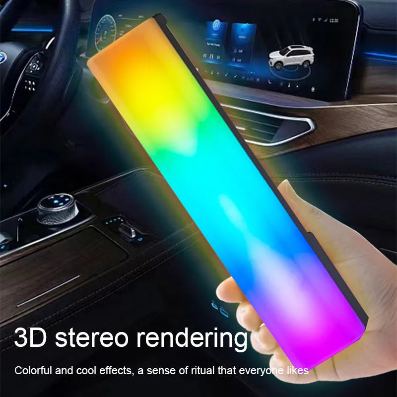3D RGB desktop ambiance lamp with voice-activated rhythm lighting in black or white shell.