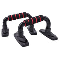 I-shaped push up bars with PP sponge grip in black, blue, grey and red colours for strength training
