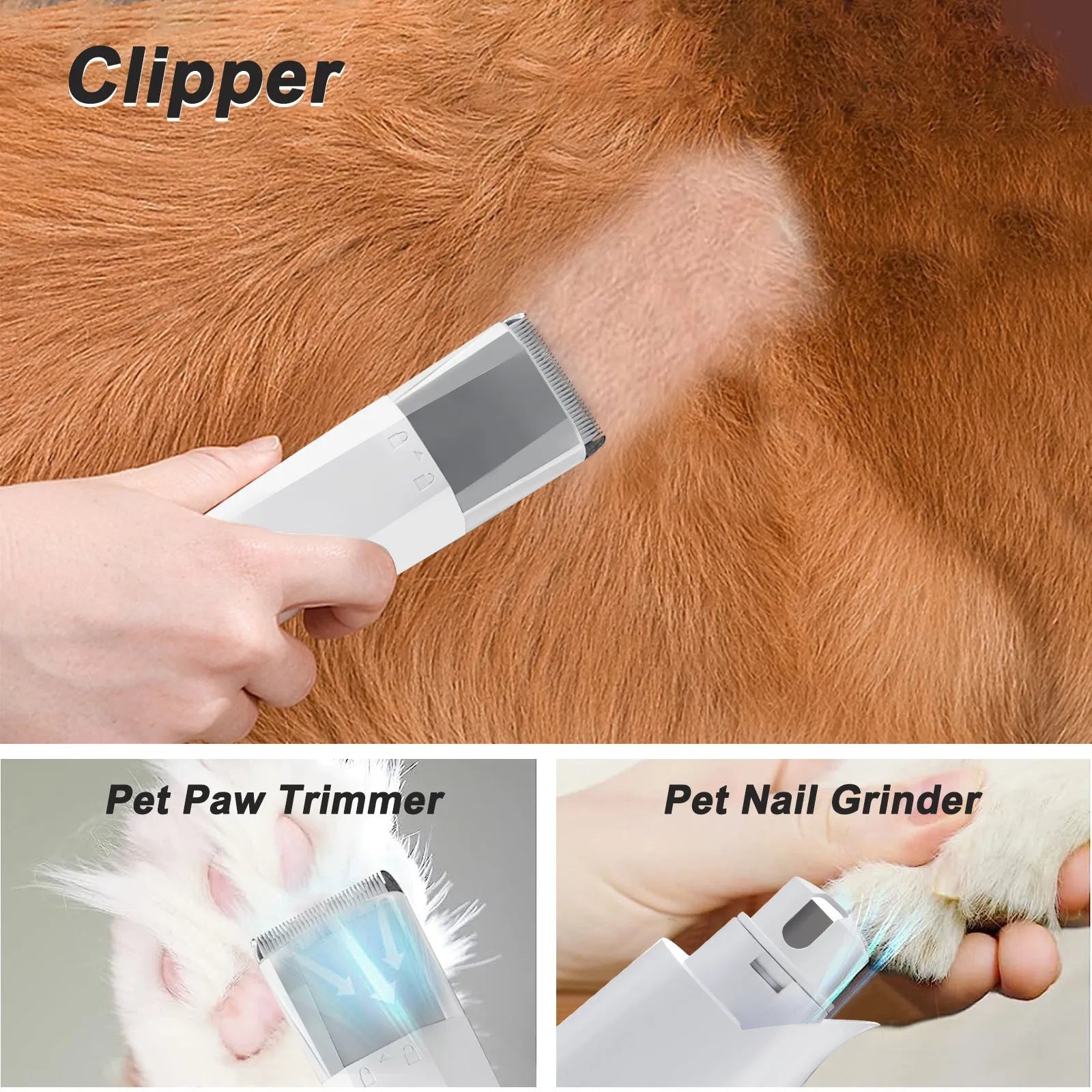 White ABS plastic corded pet grooming device with vacuum trimming function for dogs