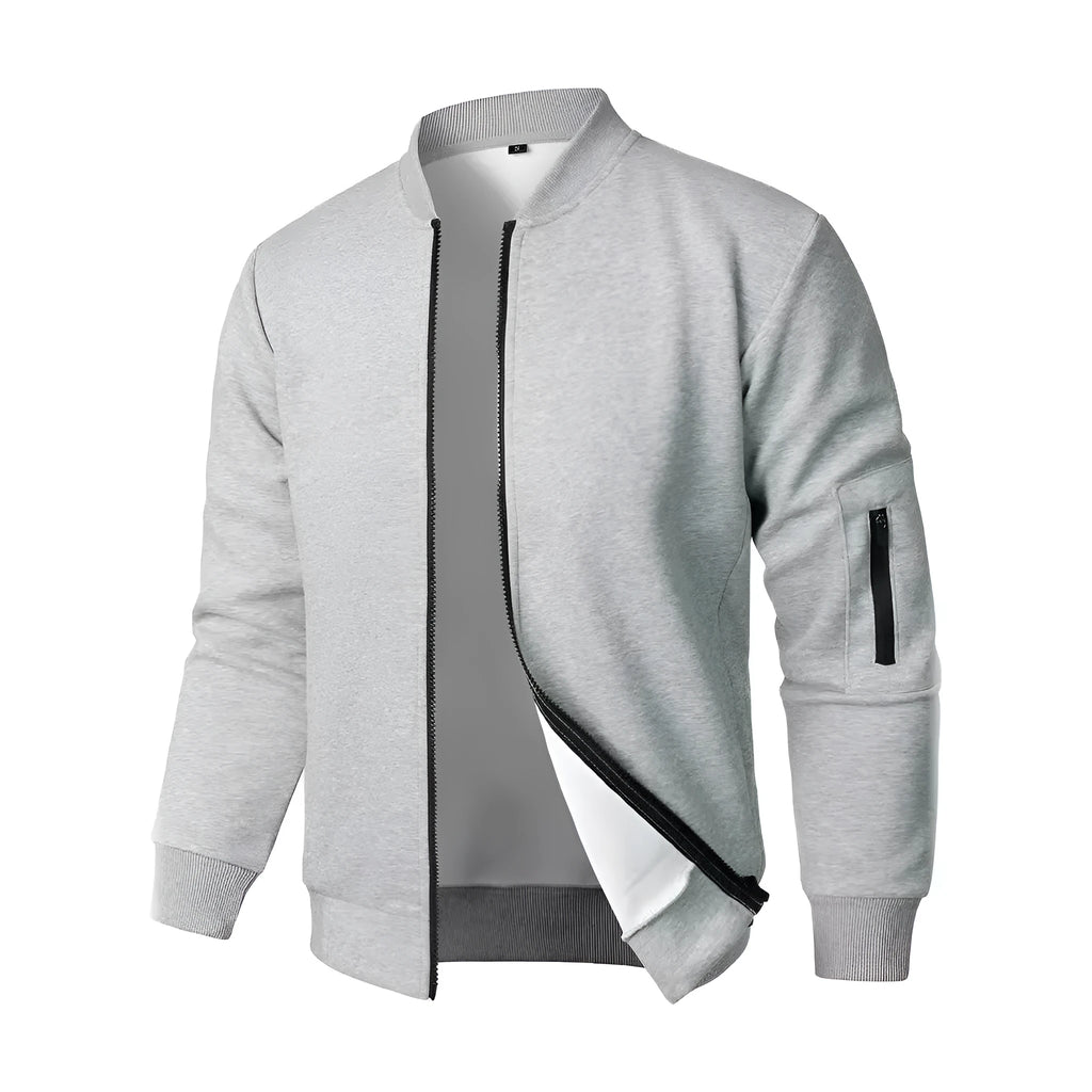 Men's loose fit cotton knitted jacket in business style with polyester lining