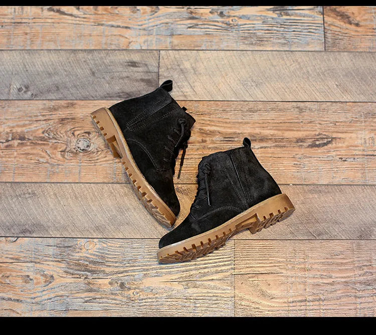 Black children's single boots with sheepskin upper and beef tendon sole, sizes 21-37, autumn footwear