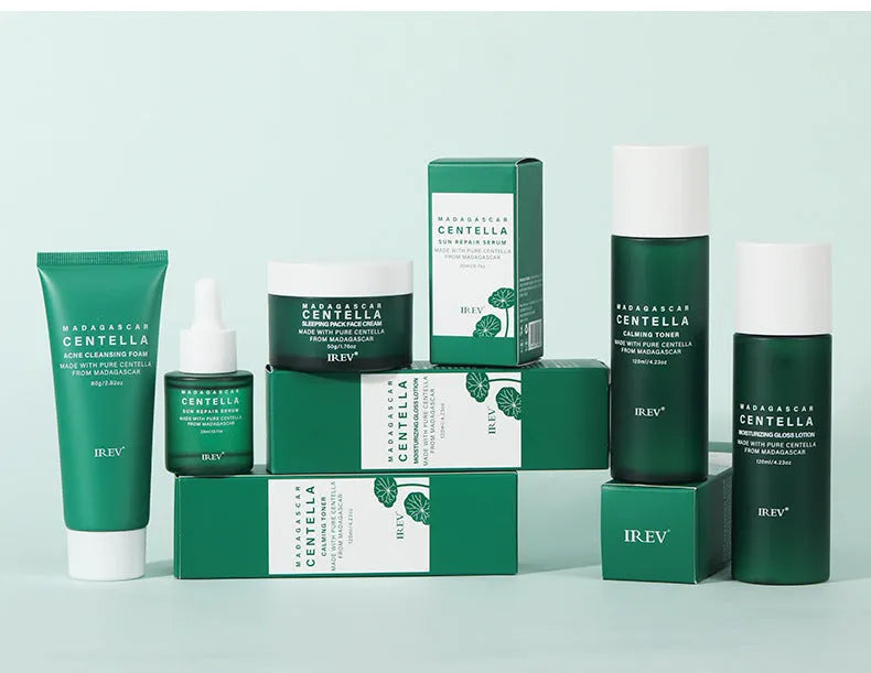 Snow Grass Centella Asiatica Combination Facial Skincare Set with five products cream toner serum mask lotion