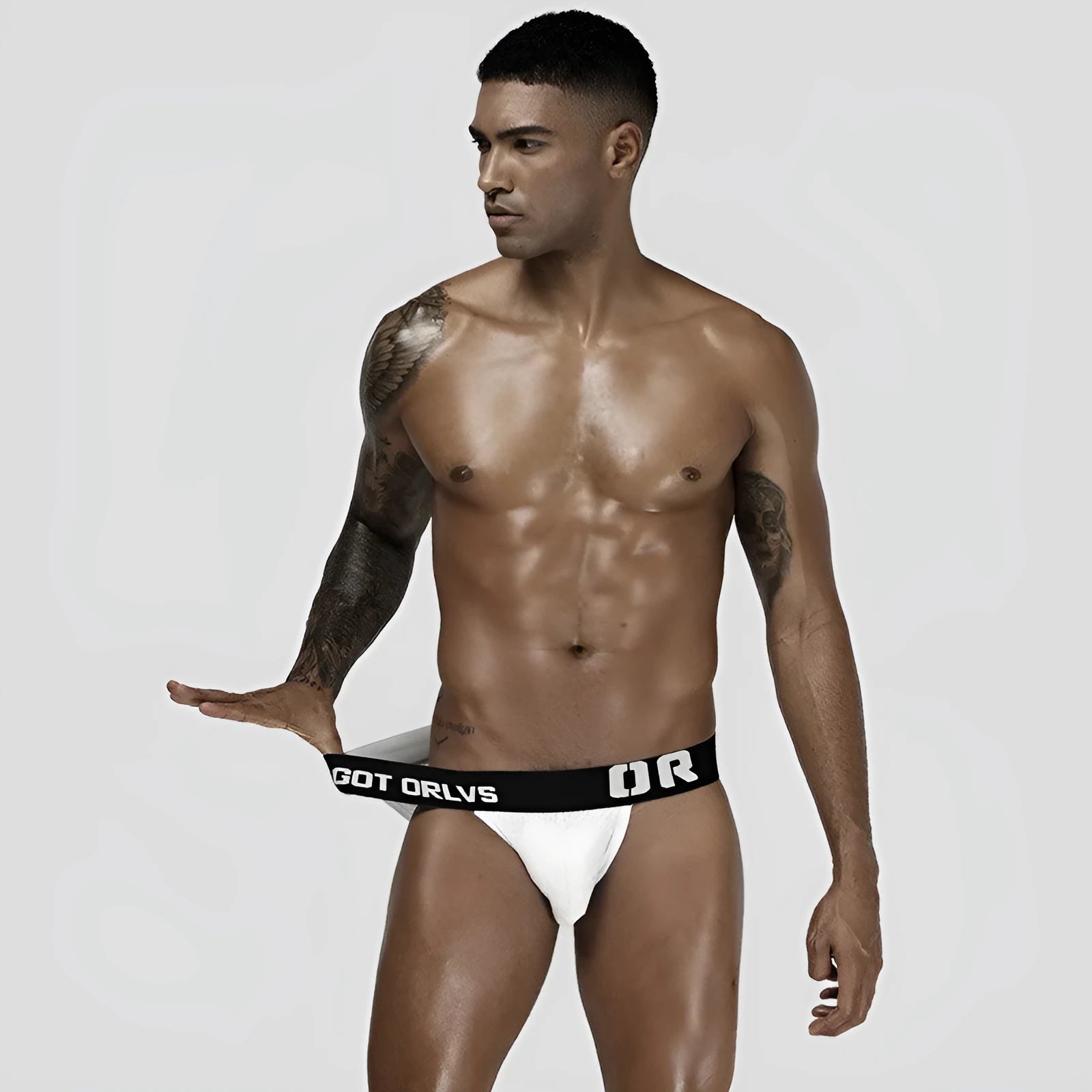 Men's mesh nylon low-waist briefs in blue with hip lifting and shaping function