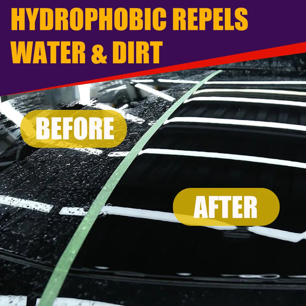 Purple liquid car nano coating spray bottle in 100ml size next to a 30ml bottle.