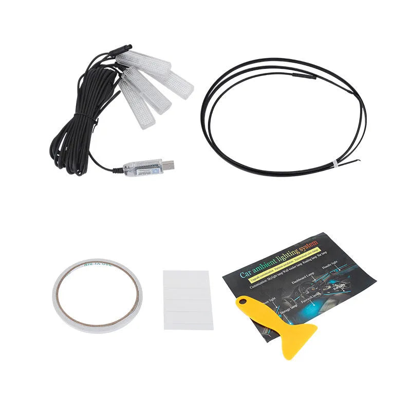 Car atmosphere LED light bar in MMA housing, 3W 5V magic colour, universal hidden modification with optional foot lamp