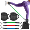 TPE resistance band set with three tension levels and ankle loops for fitness training