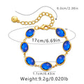 Women's geometric ellipse bracelet with coloured glass inlay on 18K copper in blue, green or multicolour