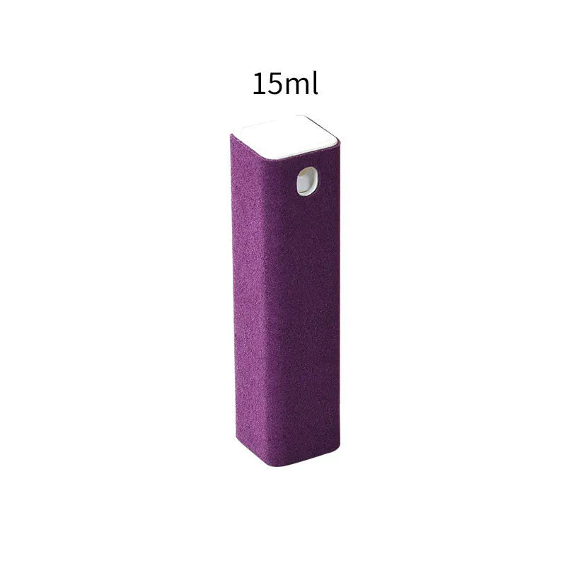 Blue square tube 15ml spray bottle with integrated fibre fleece wiper for cleaning phone and tablet screens.