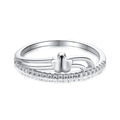 XINGX Korean-style women's S925 silver single-row diamond ring in white gold finish on a white background