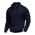 Men's stand-up collar long sleeve jacquard check sweatshirt in light gray, front view