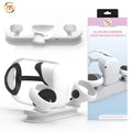 White ABS magnetic charging base for Oculus Quest glasses handle with batteries and USB Type C magnetic heads