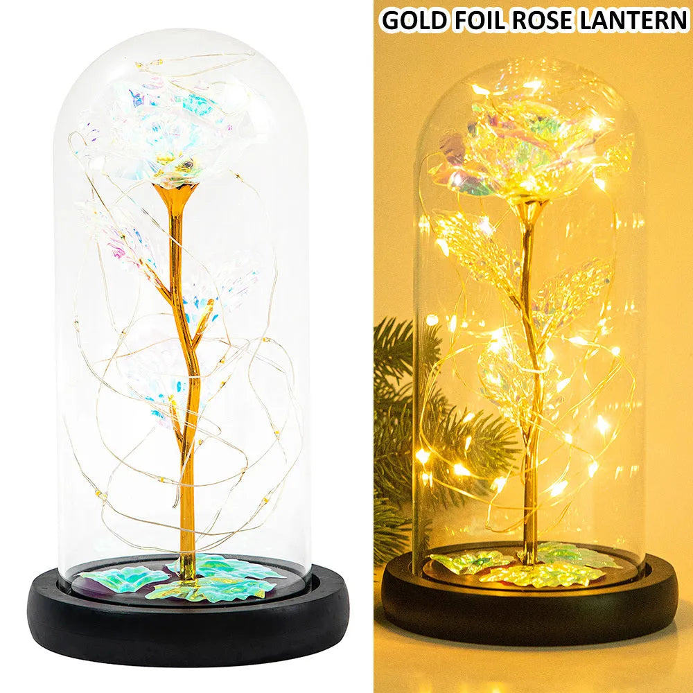 Simulation rose night light bouquet with 20 LED copper wire light, plastic flowers, handmade design