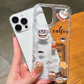 Coffee airbag transparent silicone phone case for Apple iPhone with cartoon design