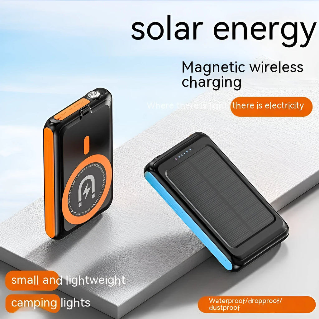 5000mAh magnetic solar charging unit with PVC shell in compact size 107x68x19mm