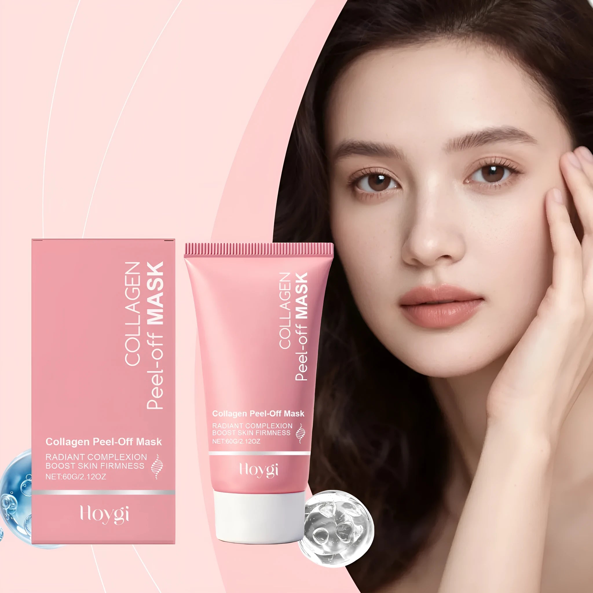 Collagen Tearing Mask 60g in white and blue packaging, product size 5.5x13.2 cm