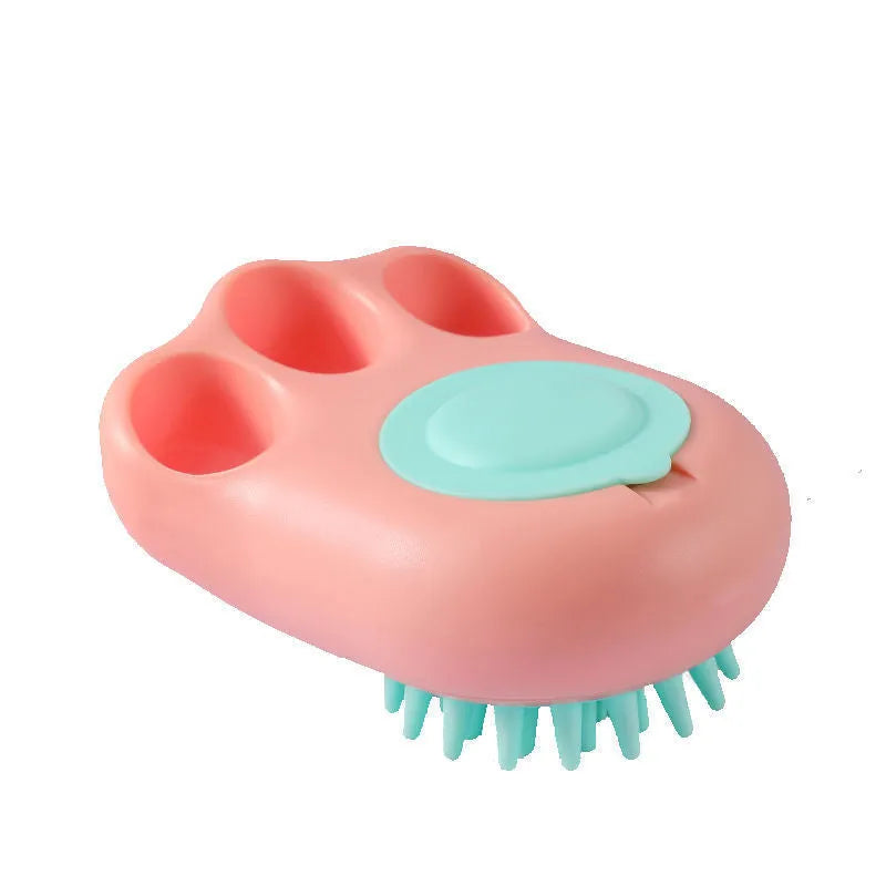 Cat claw pet bath brush with rubber massage tips in blue, pink, white, and yellow colour options