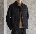 Men's polo collar loose short work shirt in black, gray, khaki with size stick pocket