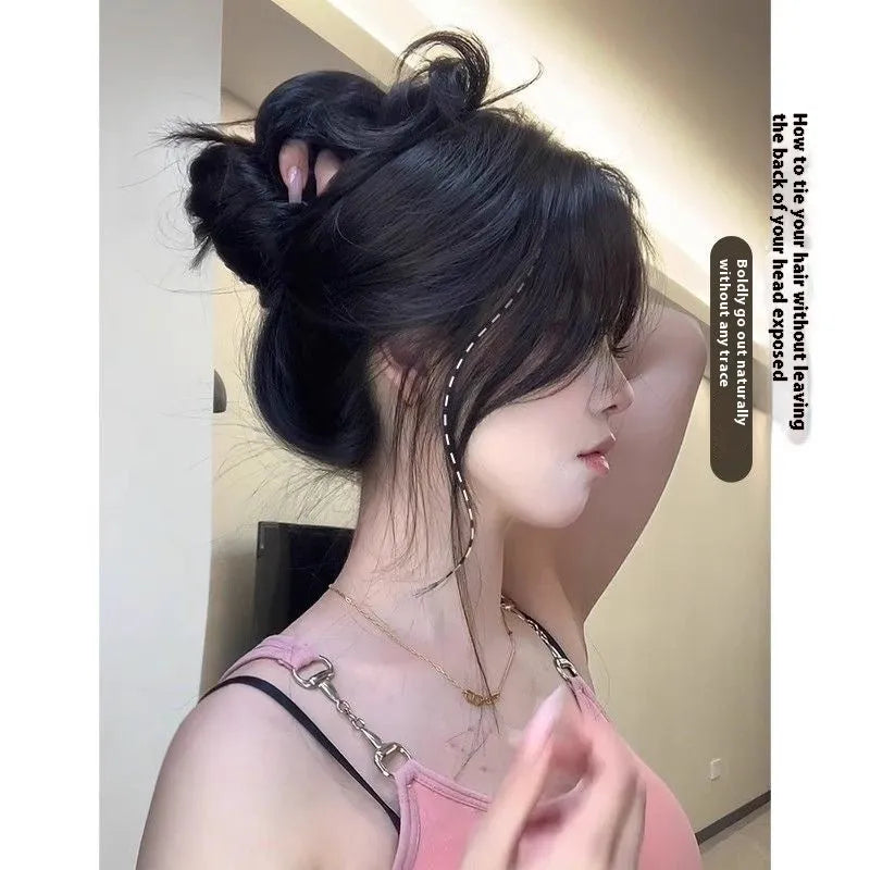 Natural black 65cm big wave wig with seamless ultra-thin breathable construction for ladies