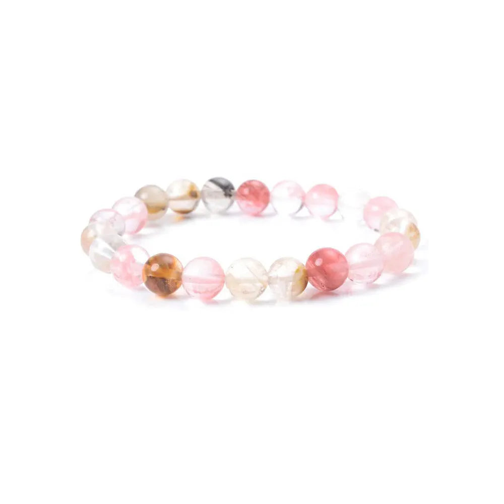 Handmade 8mm agate stone bead bracelet for women shown in one of fourteen available colours.