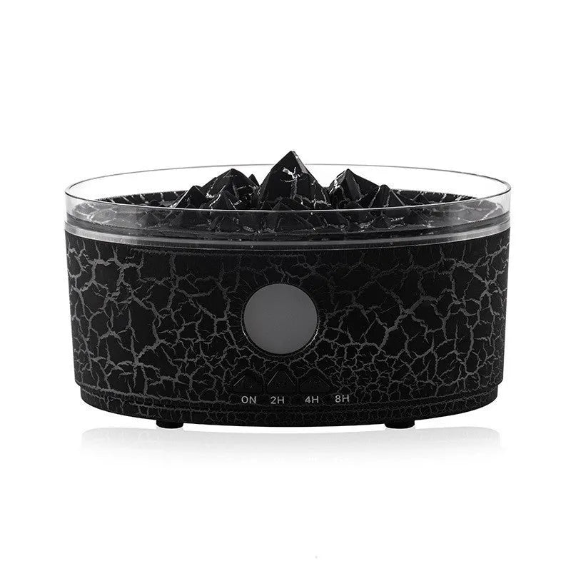 Desktop volcano aroma diffuser humidifier with 300mL tank and remote control in white crack finish