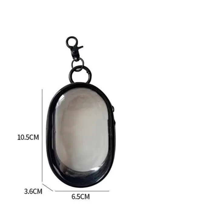 Transparent PVC data cable storage bag for digital chargers, black version with thick hook