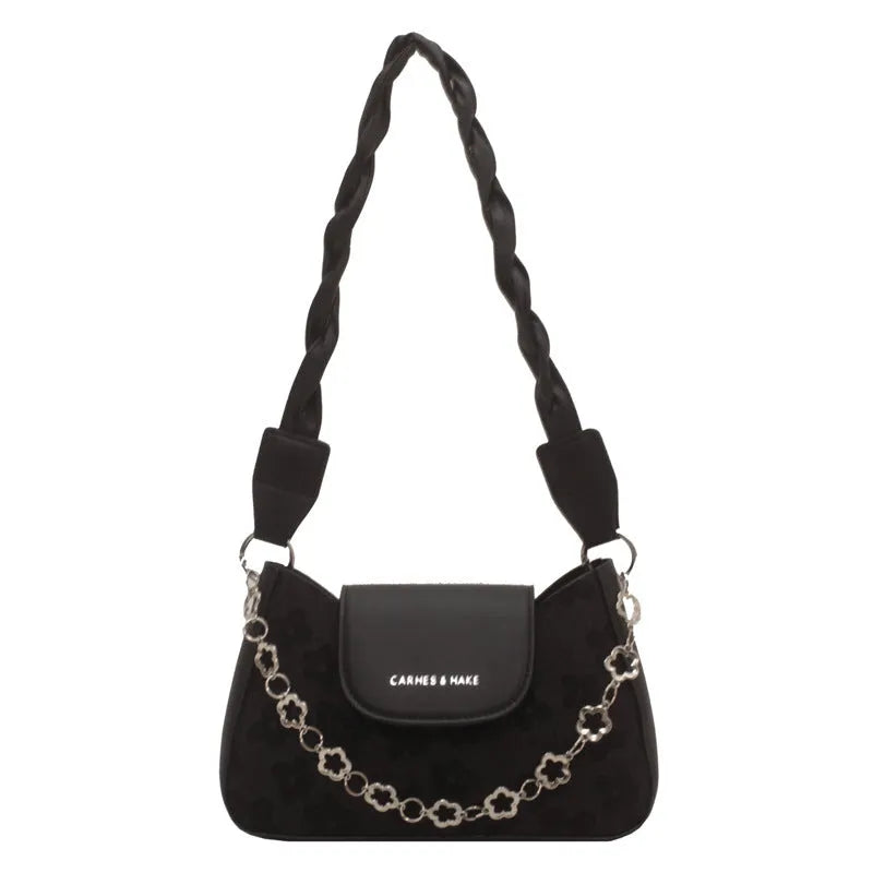 Women's fashion large capacity underarm shoulder bag in beige PU leather horizontal square shape with outer pocket