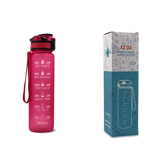 1 litre Tritan water bottle with time markers and gradient colour design
