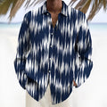 Men's long sleeve casual shirt in a multi-colour pattern, made from stretch polyester fabric